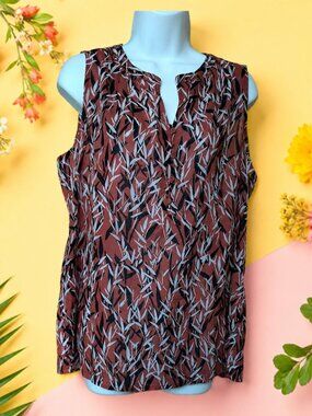 New!!! Liz Claiborne 100% cotton print blouse - Size L